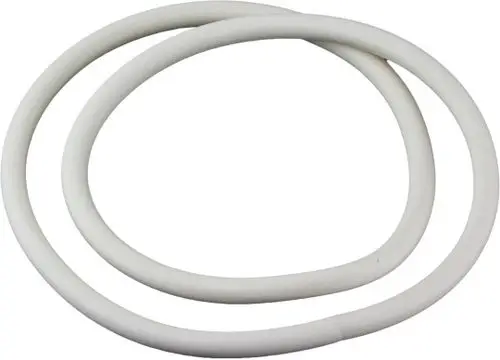 Zwei weiße, runde Dichtungsringe aus flexiblem Material, die typischerweise in Heizsystemen, wie von Bosch, verwendet werden.